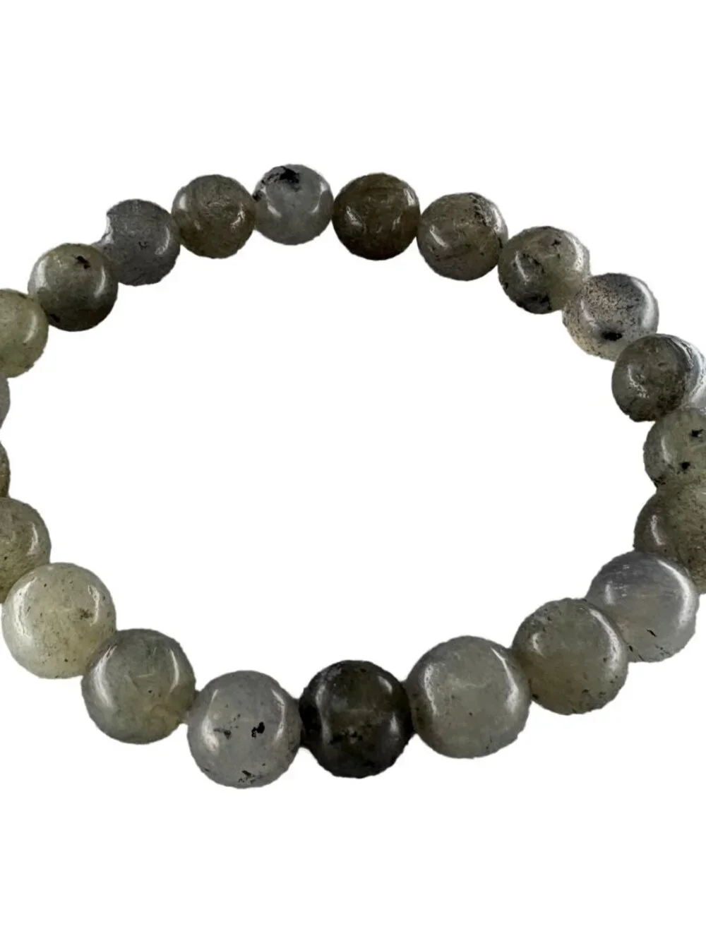 8mm Natural Grey Labradorite Bead Bracelet Genuine Crystal Custom Size Flas